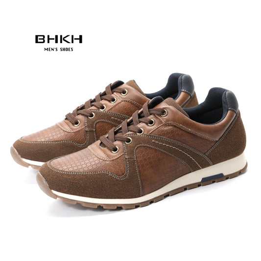 BHKH Men’s Leather Trainers – Comfortable Sneakers for Walking