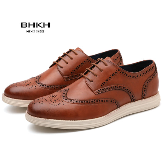 BHKH Men’s Leather Dress Shoes – Lightweight Lace-Up for Business & Office