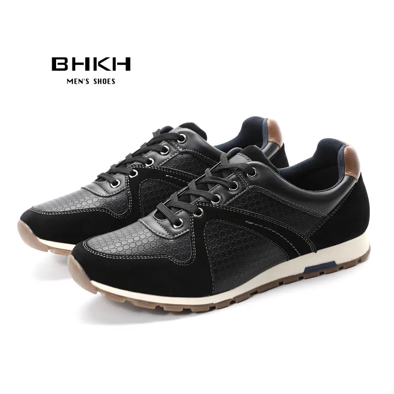 BHKH Men’s Leather Trainers – Comfortable Sneakers for Walking