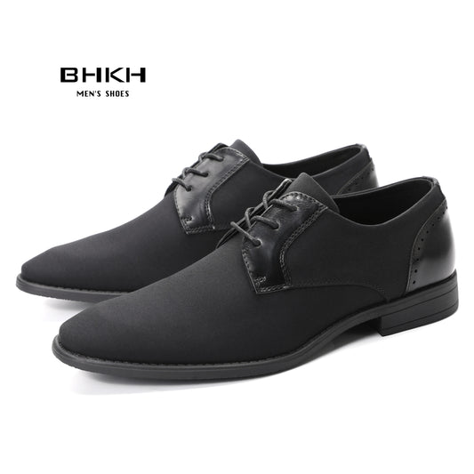 BHKH Men’s Lace-Up Dress Shoes – Black Classic for Business & Office