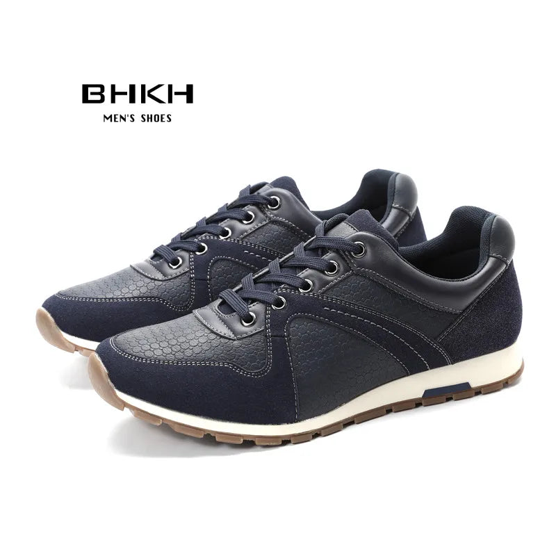 BHKH Men’s Leather Trainers – Comfortable Sneakers for Walking