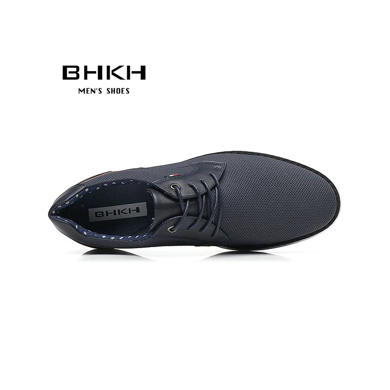 BHKH Men’s Leather Dress Shoes – Comfortable Lace-Up for Business & Office