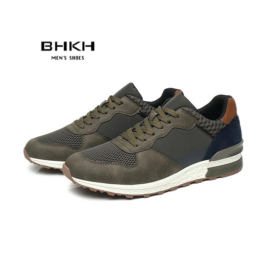 BHKH Men’s Leather Sneakers – Comfortable for Walking