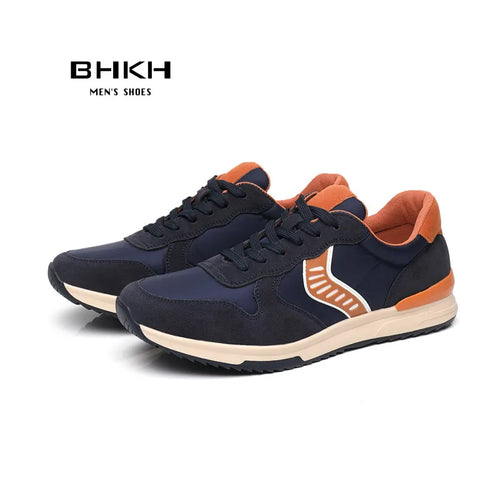 BHKH Men’s Retro Leather Sneakers – Casual Walking
