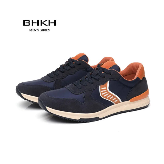 BHKH Men’s Retro Leather Sneakers – Casual Walking