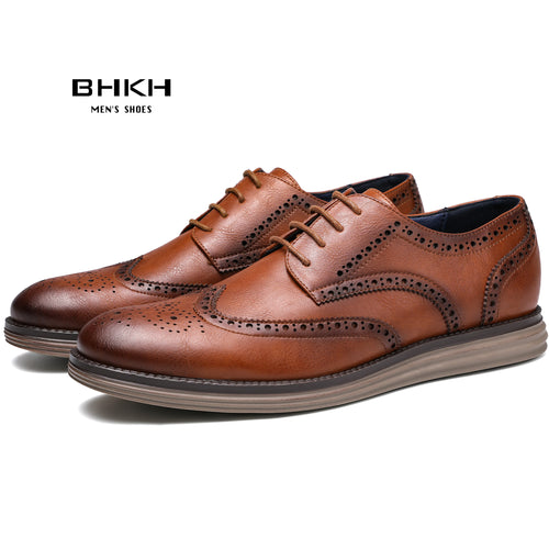 BHKH Men’s Leather Dress Shoes – Classic Lace-Up for Business & Office