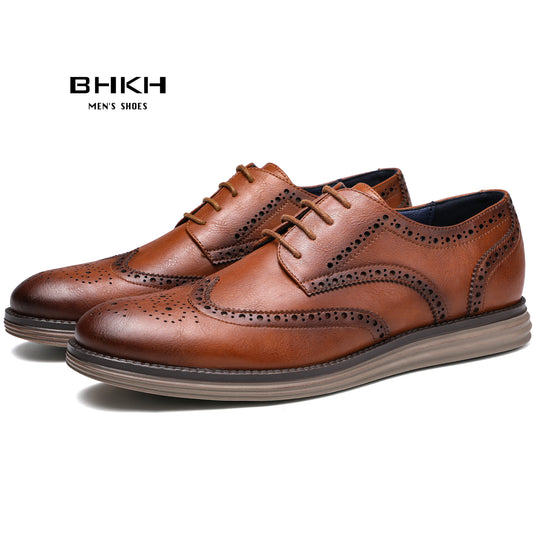 BHKH Men’s Leather Dress Shoes – Classic Lace-Up for Business & Office