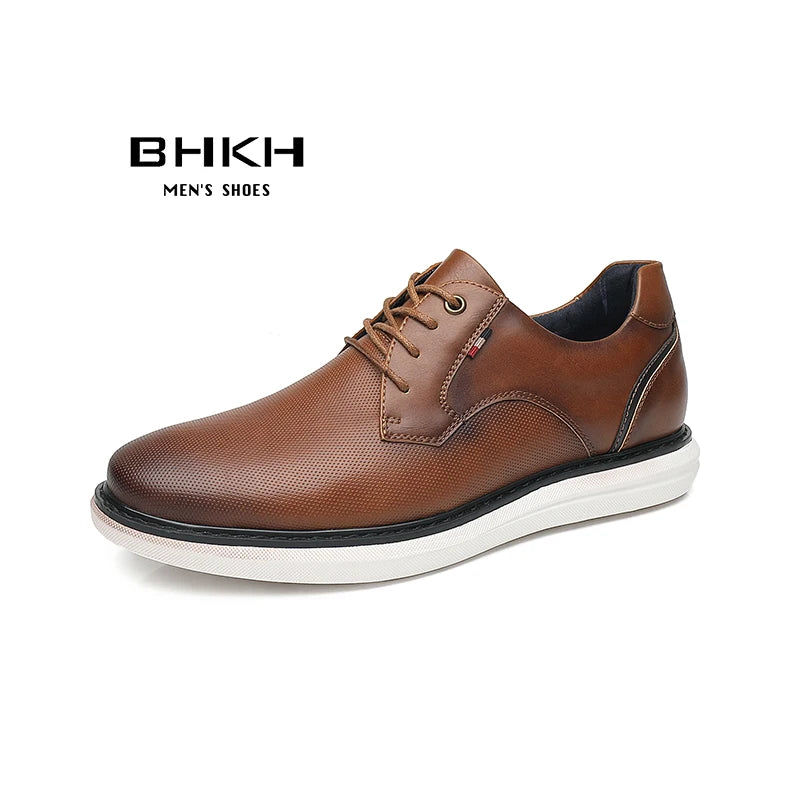 BHKH Men’s Leather Dress Shoes – Comfortable Lace-Up for Business & Office