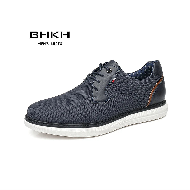 BHKH Men’s Leather Dress Shoes – Comfortable Lace-Up for Business & Office