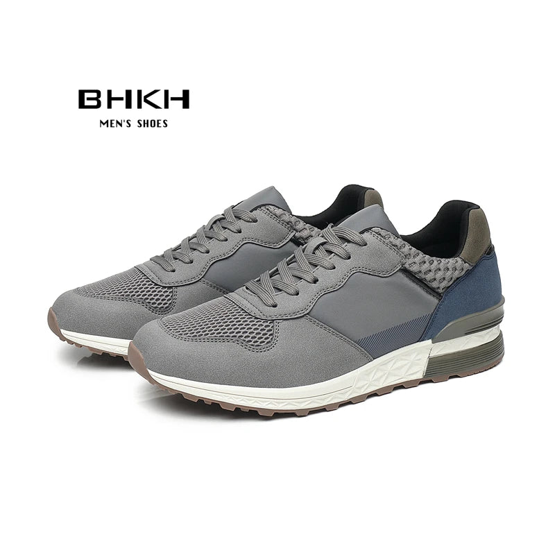 BHKH Men’s Leather Sneakers – Comfortable for Walking