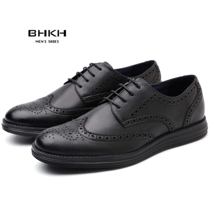 BHKH Men’s Leather Dress Shoes – Lightweight Lace-Up for Business & Office