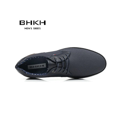 BHKH Men’s Leather Dress Shoes – Comfortable Lace-Up for Business & Office