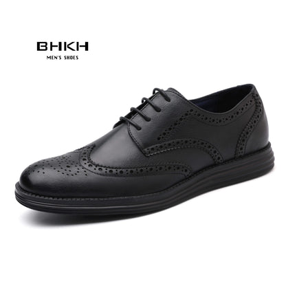 BHKH Men’s Leather Dress Shoes – Lightweight Lace-Up for Business & Office