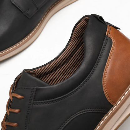 BHKH Men’s PU Leather Sneakers – Breathable Lace-Up for Business & Casual